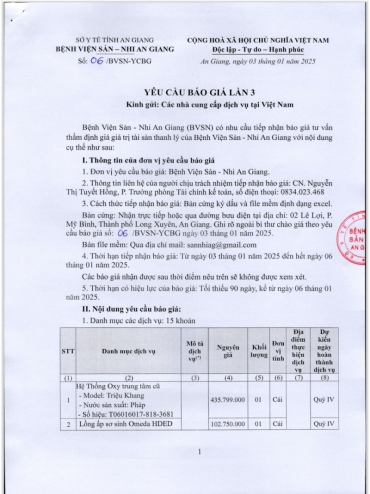 yeu cau bao gia so 06   goi tu van tham dinh gia gia tri tai san thanh ly cua benh vien san  ?? nhi an giang